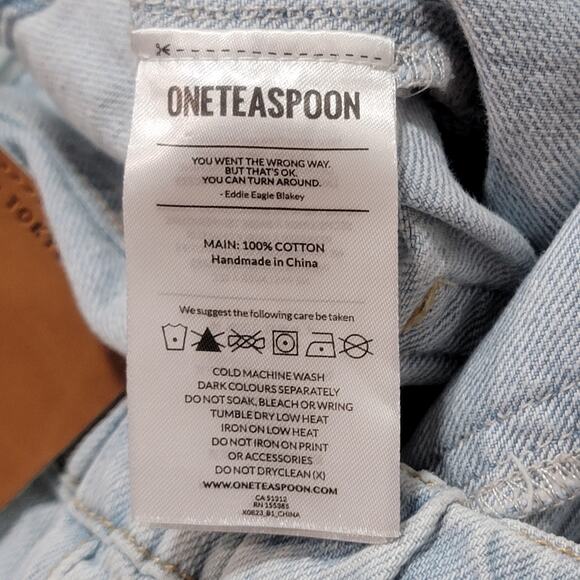 One Teaspoon Shabbies Size Medium Distressed Light Wash Slouchy Baggy Jeans - Picture 4 of 10